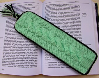 Unique Bookmark, Light Green Bookmark, Knit Cardboard Bookmarks, Mother's Day Gift, Pistachio Bookmark, Stiffened Knit Bookmarks, Book Lover