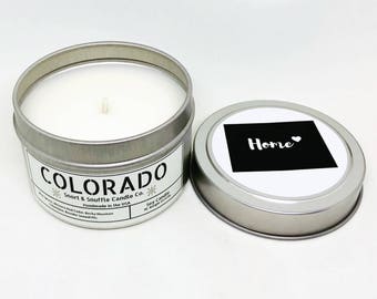 Colorado Home Candle- 4OZ- Scented Candle- State Candle- Housewarming Gift- Moving Gift- Homesick- Colorado- Spruce- Pine- Denver- Boulder