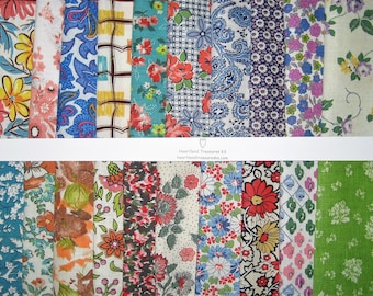 Authentic Vintage Feedsack Fabric 20 5" Square Charm Bundle No Duplicates