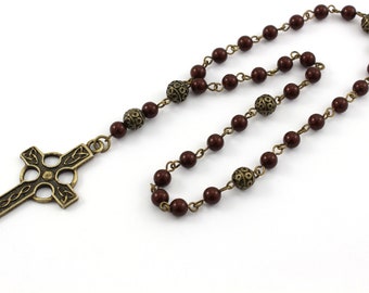 Handcrafted Anglican Rosary, Celtic Cross, Pearl Prayer Beads, Unisex Prayer Beads, Great Gift for Man or Woman
