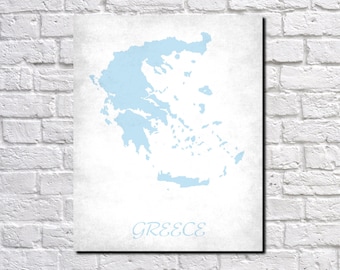 Greece Map Print Map of Greece Country Map Poster Greek Gift Home Decor Wall Art