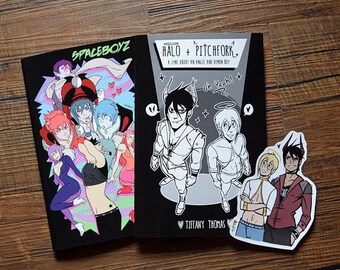 A5 Yaoi Zine Pack, Spaceboyz Zine, Halo + Pitchfork Zine, yaoi zines, art zines, gay, cute, Indie zine