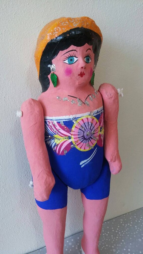 Mexican Doll Mexican papier mache doll Frida Kahlo doll