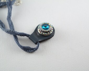 Blue leather pendant round little pendant genuine leather pendant minimalist pendant sky blue pendant blue color pendant mini pendant