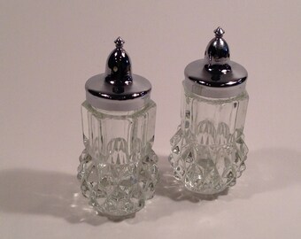 Vintage Diamond Cut Crystal Salt And Pepper Shakers Circa 1940's-1950's #226