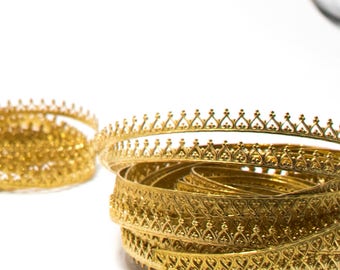 Brass Gallery Bezel Wire Ribbon 4.5mm 24 Gauge 1-5 Feet Nu-Gold Jewelers Bronze Merlin's Gold Red Brass "Turned Heart" Pendant Stone Setting