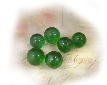 green Glass Marbles -green toy marbles - Vintage Glass Marble - Game Marbles - Craft Marbles -Toy Marbles - lot of 6 - # 27