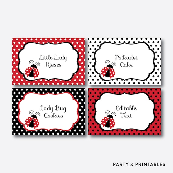 instant download editable ladybug food labels ladybug food