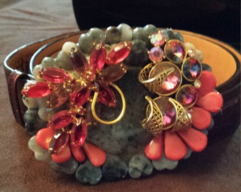 Vintage jeweled belt buckle