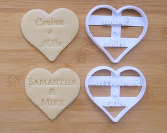 Personalized Couples Heart Cookie Cutter 3D Printed | Wedding Cookie Cutter / Bridal Shower Cookie Cutter / Name Cookie Cutter / Engagement
