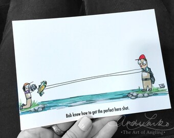 Bob Fly Fishing Cartoon Series Hero Shot Art Print 5"x7"
