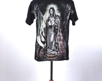 Old School Cholo T-Shirt, Nuestra Señora de Guadalupe, 100% Cotton