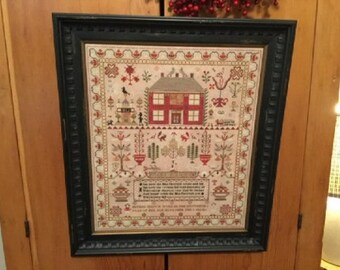 NEW! CHESSIE & ME Esther Iddison 1832 Sampler OPTiONAL Wool threads counted cross stitch patterns at cottageneedle.com 2018 Nashville Market