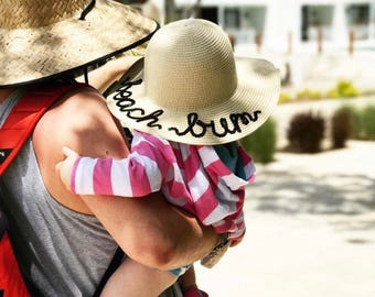 Baby / Toddler / Girl // Custom / Personalized Kids Sequin Floppy Straw Sun Hat // Beach Hat // Vacation // Girl Birthday Gift