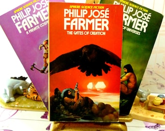 Philip Jose Farmer Vintage Sci Fi Paperback Books 1970s World of the Tiers Sphere Cult Fantasy