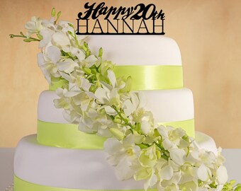 Happy Birthday Cake Topper with name and age.