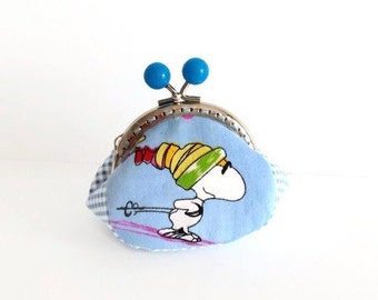 Snoopy Coin Purse, Snoopy Change Purse, Kiss Lock Coin Purse, Handmade, Gift for Her, Ready to Ship