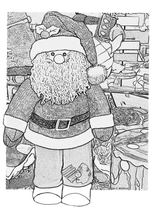 Santa Adult Coloring Pages Adult Coloring Christmas Gray