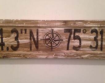 Personalized Latitude Longitude Sign/Coordinates Sign/Custom Longitude Latitude Wood Sign/GPS Coordinates Sign/Wood Sign Latitude