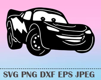 SVG Lightning McQueen Vector Layered Cut File Silhouette Cameo Cricut Design Template Stencil Vinyl Decal Tshirt Heat Transfer Iron on