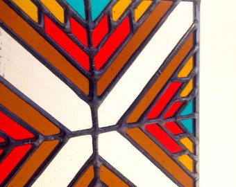 Geometric stained glass suncatcher panel