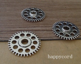 10pcs Antique silver gear pendant charm 26mm