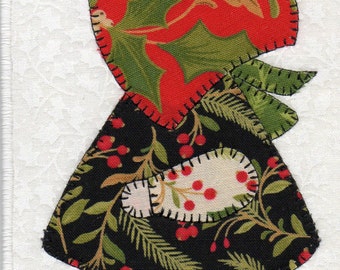 Christmas Sue, A Sunbonnet Sue Quilted Fabric Postcard