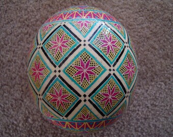 Pink & Blue Ostrich Pysanky