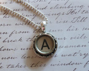 The Letter A Vintage Typewriter Key Pendant Necklace