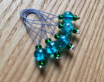 Knitting Tools, Snag Free Stitch Markers Set of 5, Value Pack, Gift for Knitters, Yarn Lover, Cute Glass Stitch Markers, Stocking Filler