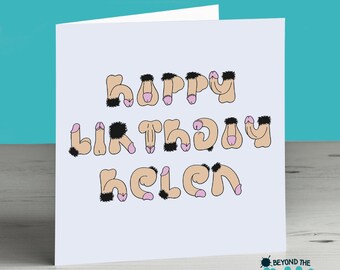 Rude Birthday Card - Funny Birthday Card - Willy Card - Loves Cock - Personalised - Best Friend - Willy Name