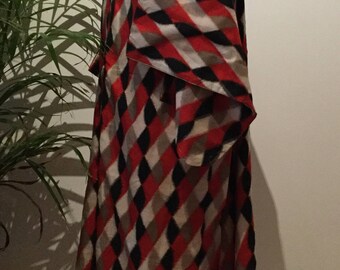 Vintage red black and cream checked kimono