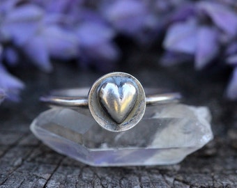 Sterling Silver Stacking Ring Heart Ring Sterling Silver Stacking Rings Stackable Rings for Women Sterling Silver Ring Silver Rings Heart