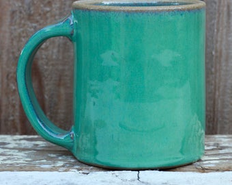 Green Coffee Mug / Tea Cup / Hot Chocolate Mug / 12 Ounce Mug / Sea Green Mug