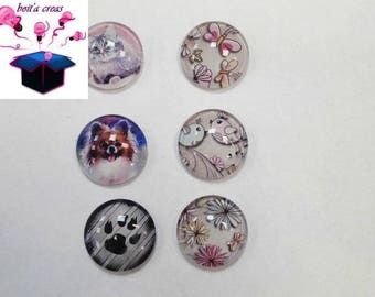 6 glass cabochons 18 mm as pictured lot number 54