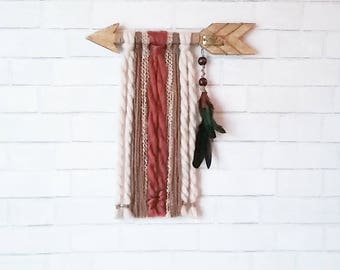 Wood Arrow Wall Hanging / Boho Nursery Decor / Yarn Wall Hanging / Bohemian Bedroom / Quote Wall Decor / Arrow Wall Art / Boho Living Room