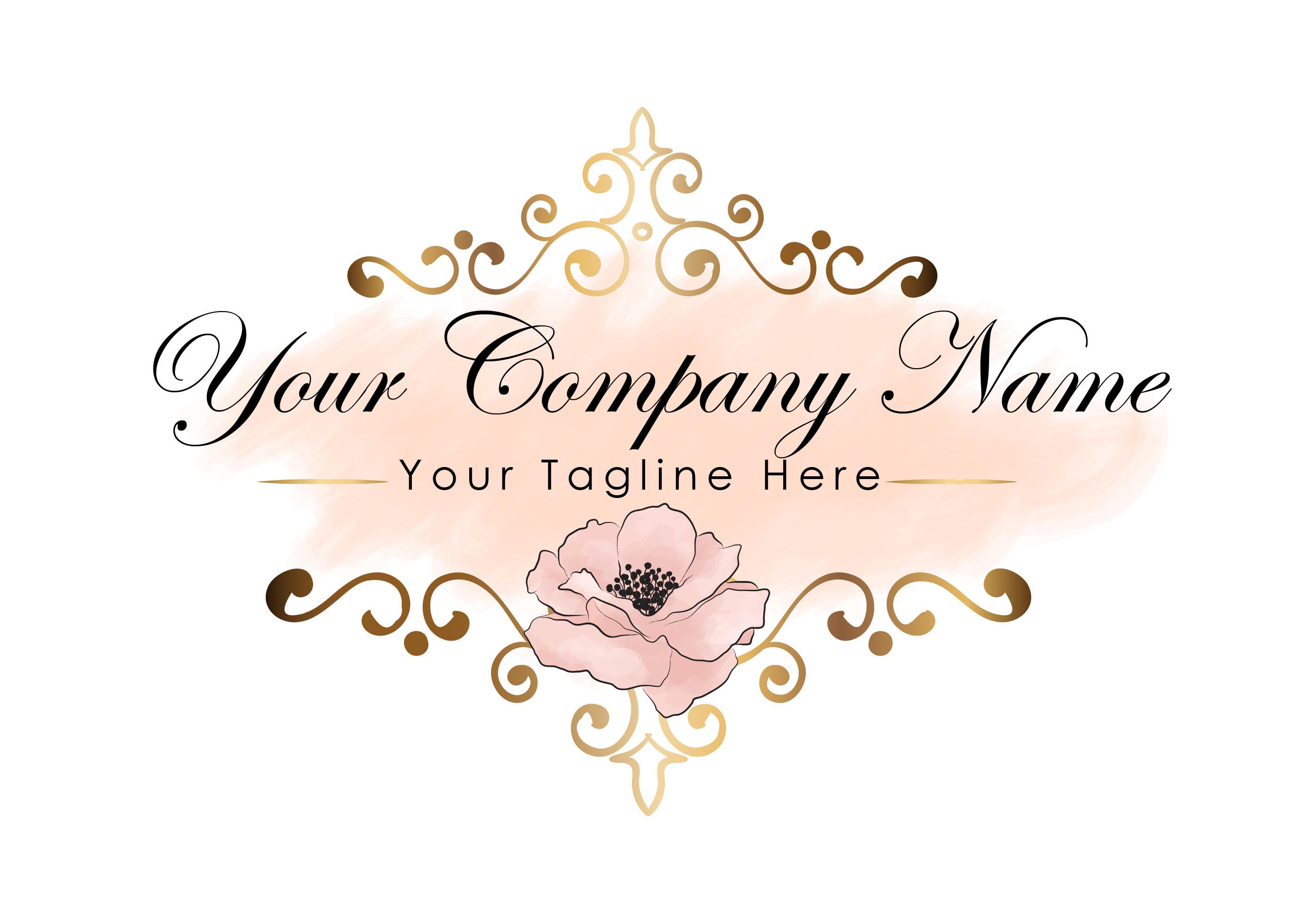 Custom logo  design flower gold pink logo  elegant feminine