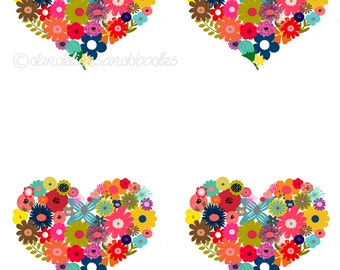 Floral heart Digital/Printable Cards- INSTANT DOWNLOAD