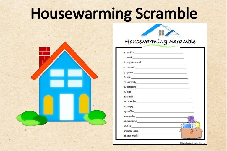 Instant Download Housewarming Word Scramble GamePrintable