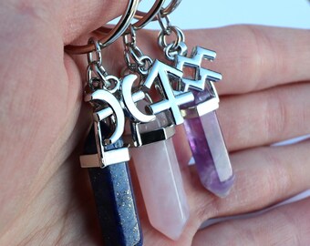 PORTE-clés zodiaque : Zodiaque signe cristal porte clés, Zodiac cadeau d’anniversaire, cadeau pour elle, Lion, Sagittaire, poissons, Bélier, Gémeaux, balance, Verseau