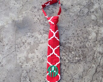 Baby boy clothes, toddler boy clothes, boys tie, Red quatrefoil tie, boy christmas outfit, Christmas tie, family pictures outfit