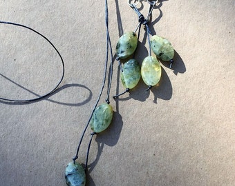 Gemstone YNecklace and Earring Set, Aventurine Jewellery Set, Handmade Jewellery Set, Designer Necklace and Earrings, Edinburgh Jewellery