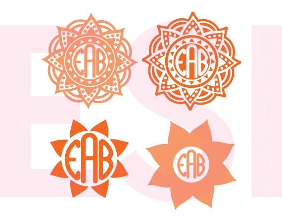 Download Flower Mandala monogram svg Circle monogram Frame svg