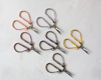 Small Bonsai Embroidery Crafting Teardrop Scissors - 4" - Rose Gold / Vintage Rose Gold / Gold / Vintage Gold / Silver / Vintage Silver