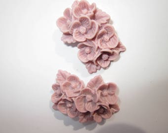 2 bunches of flowers in resin 18X25mm old pink