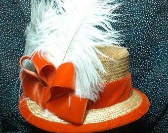 Civil War Era Straw Hat - Hand Sewn by Anna Worden Bauersmith