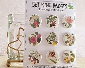 Mini badges 25 mm / 'flowers botanical print.