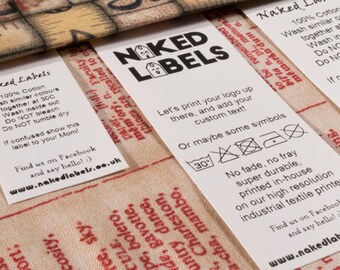 1000 x Wash Care labels - Performance Nylon for textile with FREE cutting - custom clothing labels, sew-in labels, garment labels