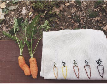 kitchen towel with carrot embroidery