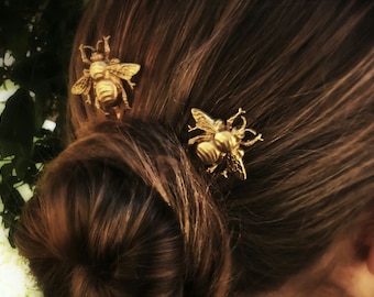 Bee Hair Pin Gold Bumble Bee Bobby Pins Brass Hair Pins Bee Hair Clips Bridal Hair